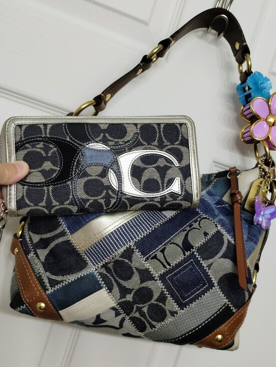 Coach Handbags - Coach Denim Patchwork Carly & Coach Denim Wallet Y2K